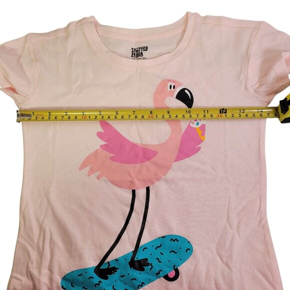 Spotted Zebra Girls Flamingo Skateboard Graphic Short Sleeves Dress Pink Small - Picture 8 of 9